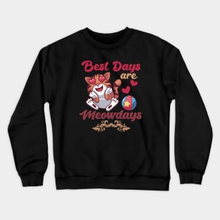 Best Days Are Meowdays Cute Heart Eyes Cat Crewneck Sweatshirt